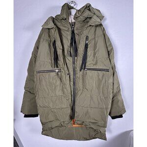 Orolay Women's Thickened Down Jacket Large Hooded Zip-Up Green Outdoor Packable